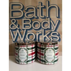 Bath & Body Works Holiday Plaid Candle Set Of 2 Christmas Wax Warmers Home Scent